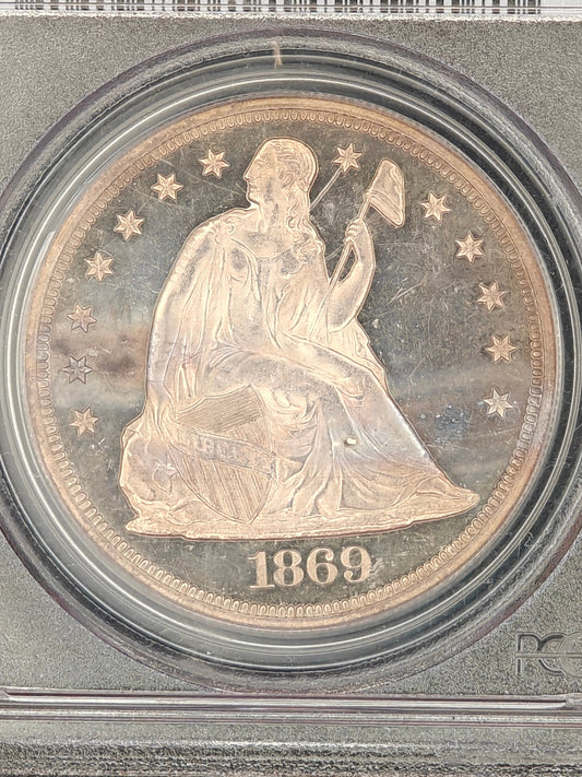 1869 Liberty Seated Dollar PR-64 Cameo PCGS (Motto)