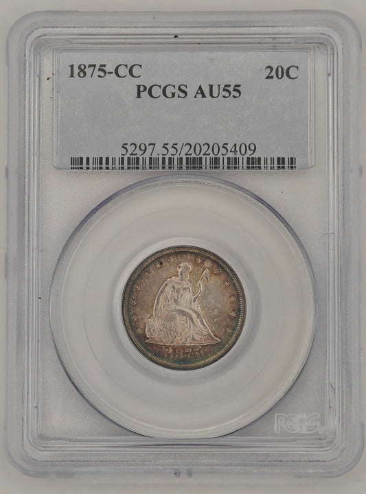 1875-CC Twenty Cent Piece AU-55 PCGS