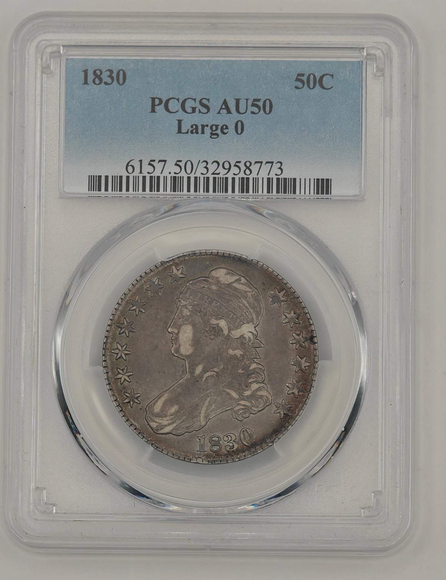 1830 Capped Bust Half Dollar AU-50 PCGS (Large 0)