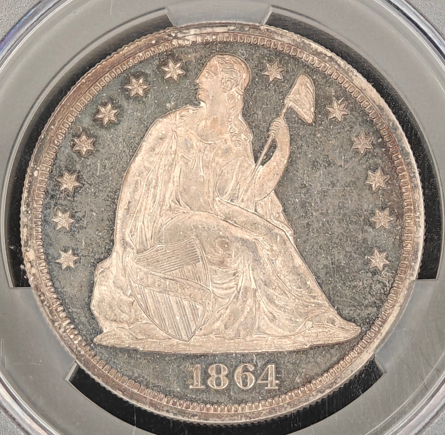 1864 Liberty Seated Dollar PR-64+ Cameo CACG (No Motto)
