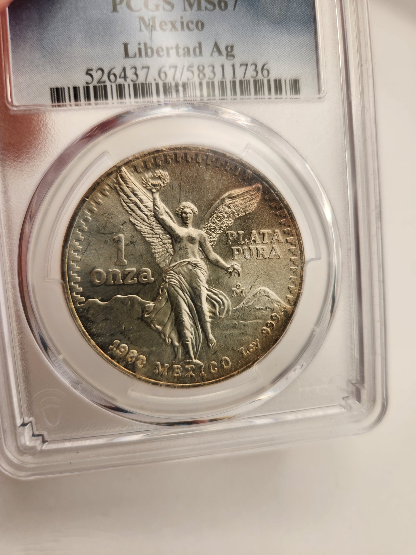 1982 Mexico 1 oz. Silver Libertad MS-67 PCGS (Beautiful Toning)