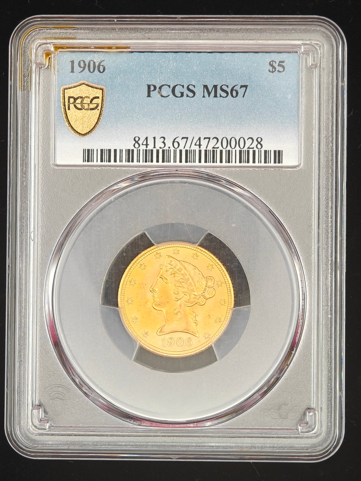 1906 $5 Gold Liberty Half Eagle MS-67 PCGS