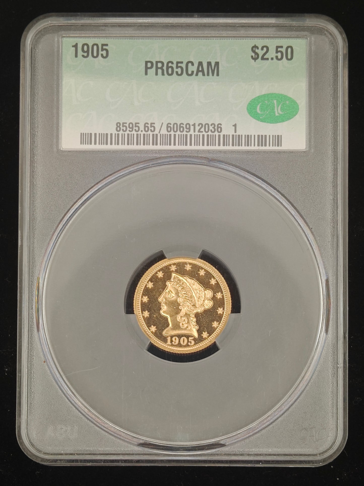 1905 Gold $2.50 Liberty Quarter Eagle PR-65 Cameo CACG