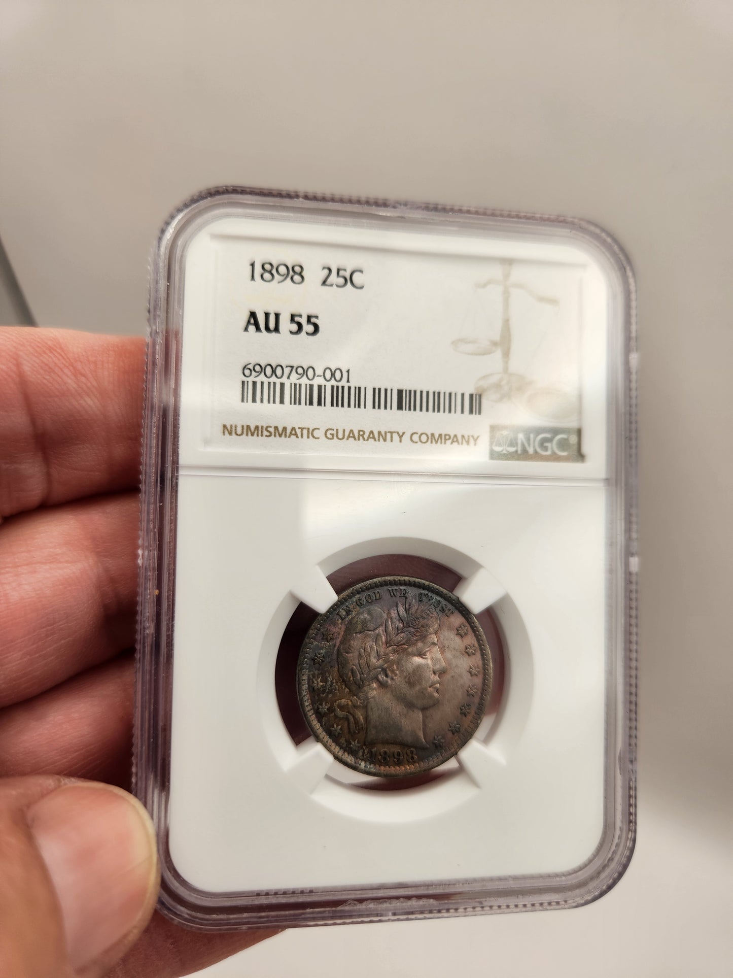 1898 Barber Quarter AU-55 NGC (Toned)