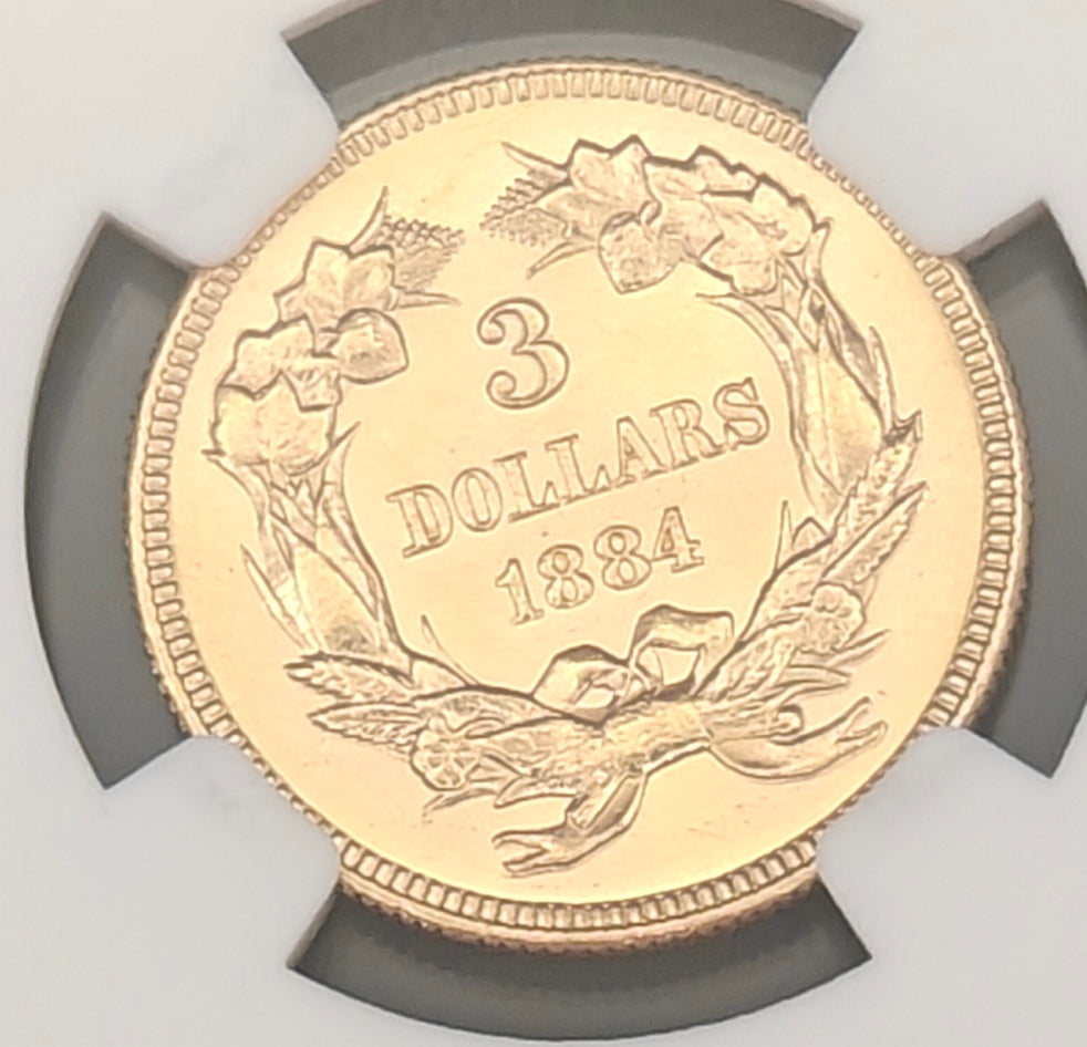 1884 $3 Gold Indian Princess MS-61 NGC (PL)
