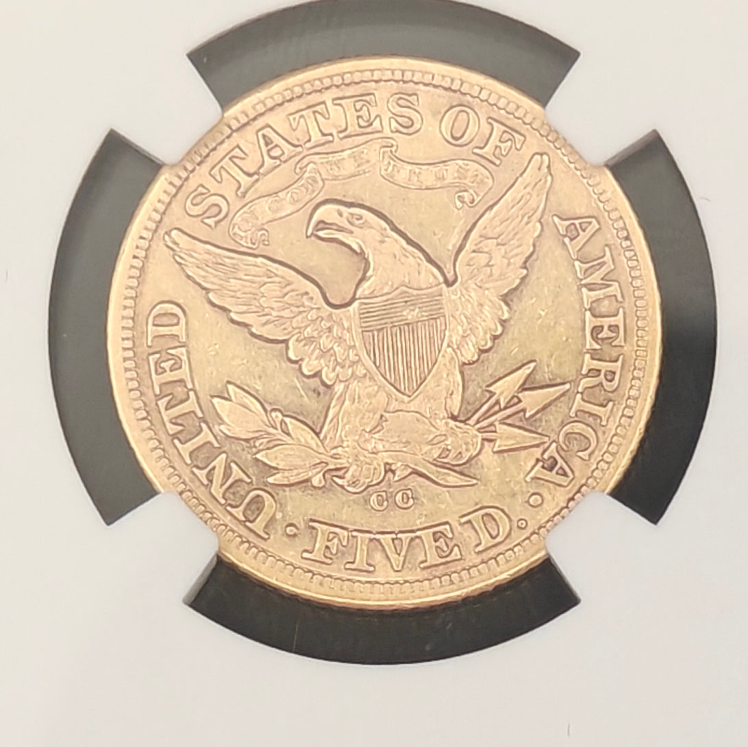 1880-CC $5 Liberty Gold Half Eagle AU-53 NGC