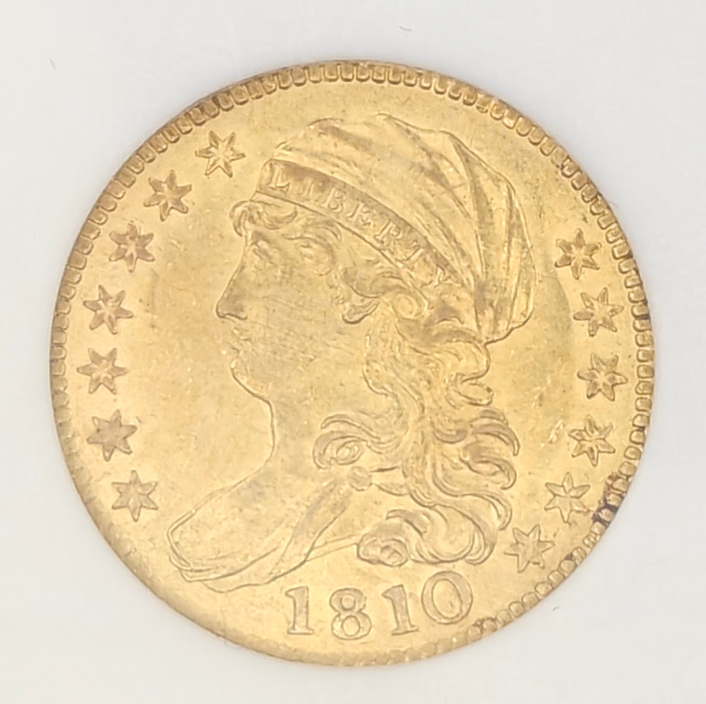 1810 $5 Gold Capped Bust Half Eagle MS-60 NGC (Lg. Date, Lg. 5)