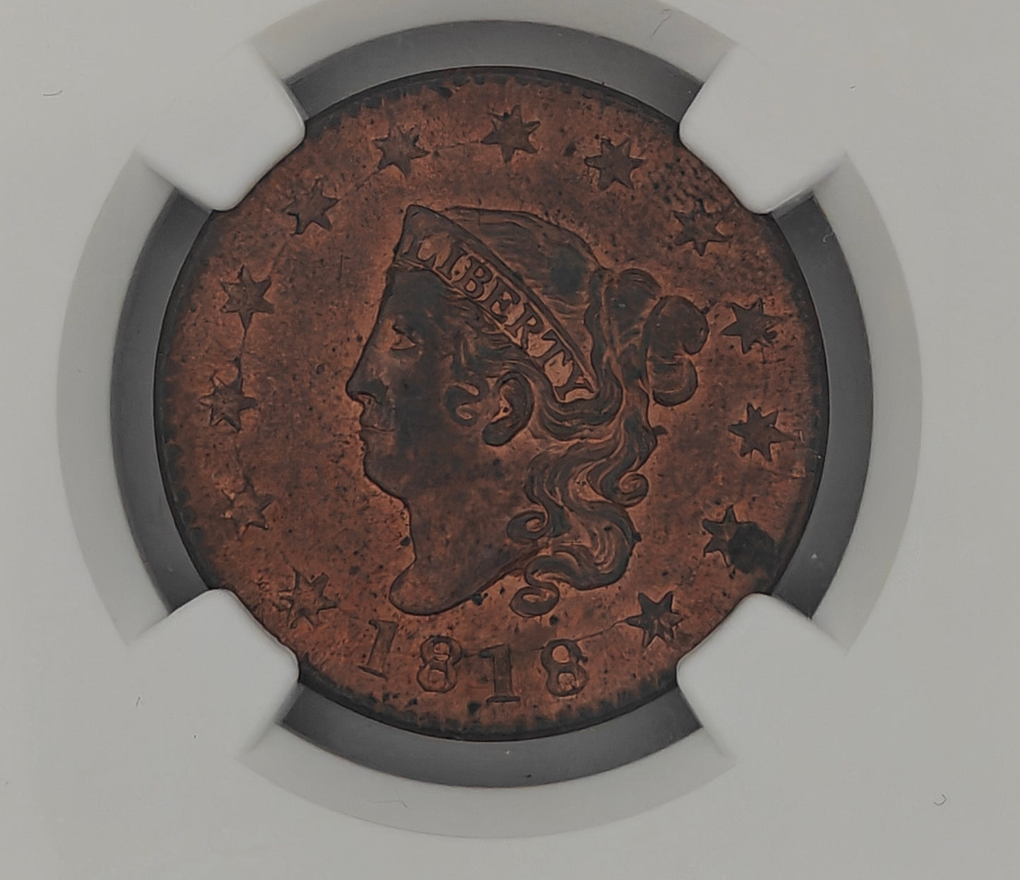 1818 Matron Head Large Cent MS-64 NGC (Red/Brown)