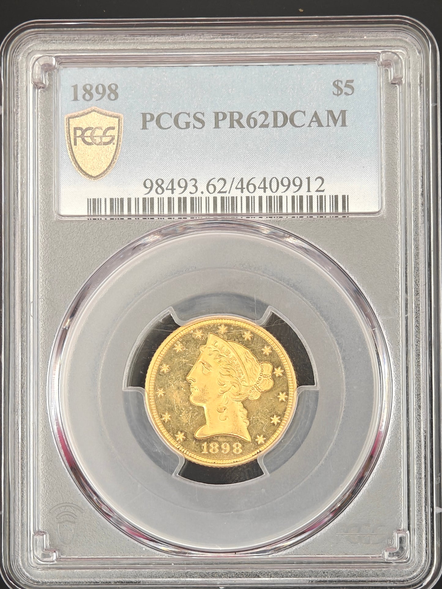1898 $5 Gold Liberty Half Eagle PR-62 DCAM PCGS
