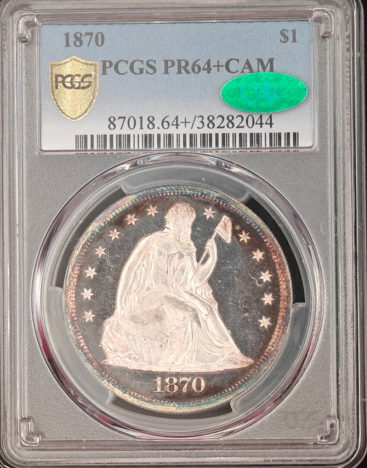 1870 Liberty Seated Dollar PR-64+ Cameo PCGS CAC