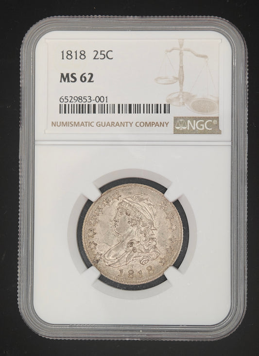 1818 Capped Bust Quarter MS-62 NGC