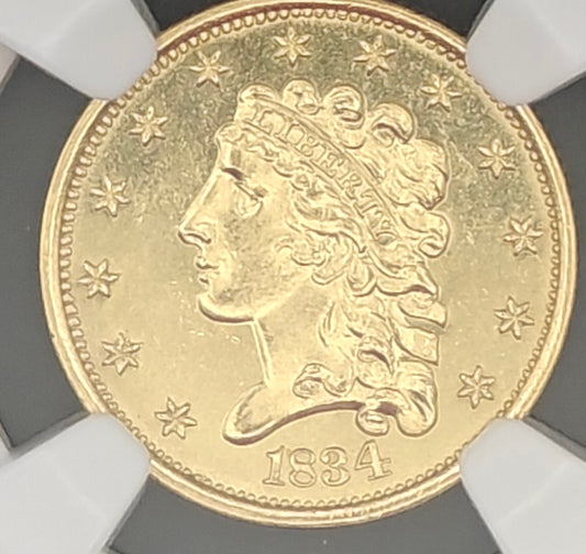 1834 Gold $2.50 Classic Head Quarter Eagle MS-64 NGC (PL)