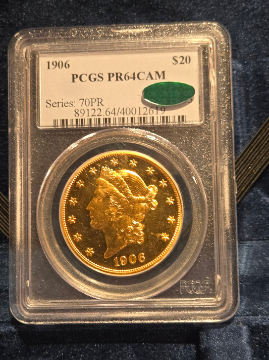 1906 $20 Gold Liberty Double Eagle PR-64 CAM PCGS CAC