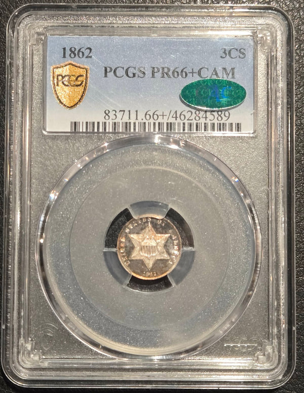 1862 Three Cent Silver PR-66+ Cameo CAC