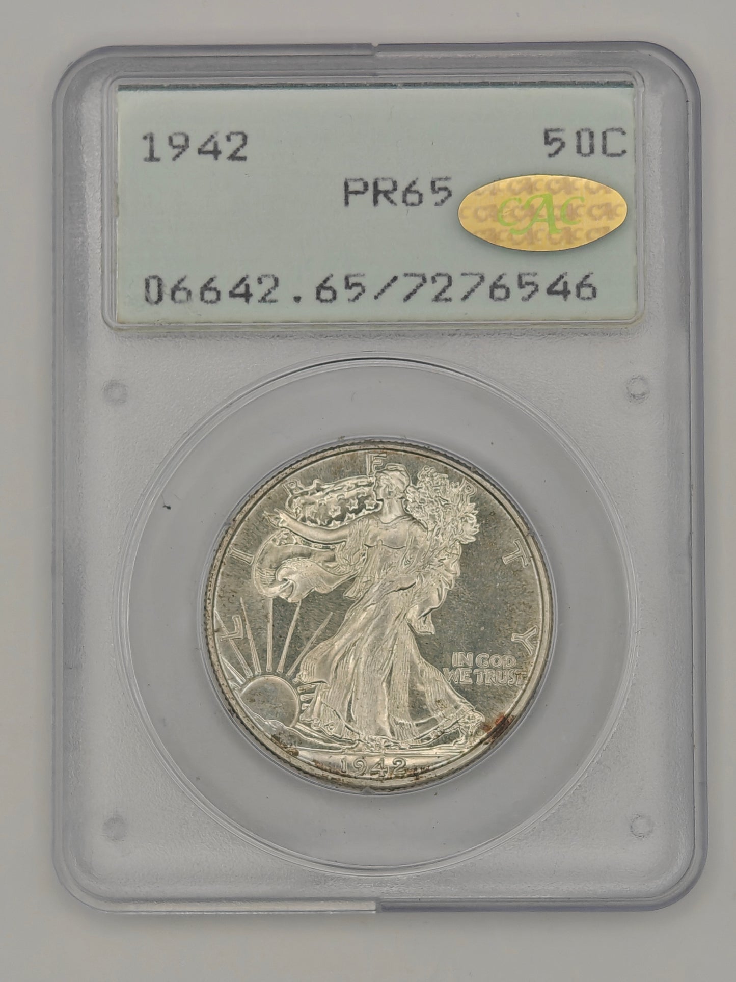 1942 Walking Liberty Half Dollar PR-65 PCGS (Gold CAC)