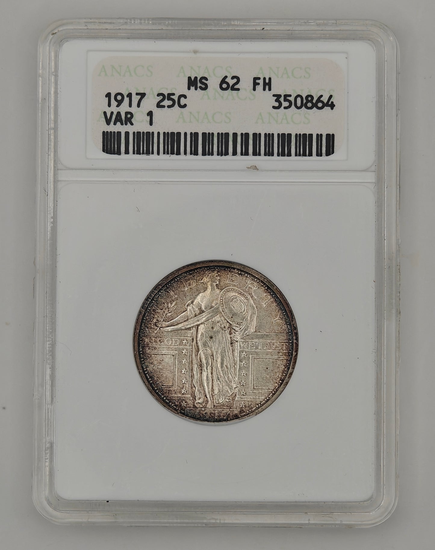 1917 Standing Liberty Quarter Type-I MS-62 ANACS (Full Head)