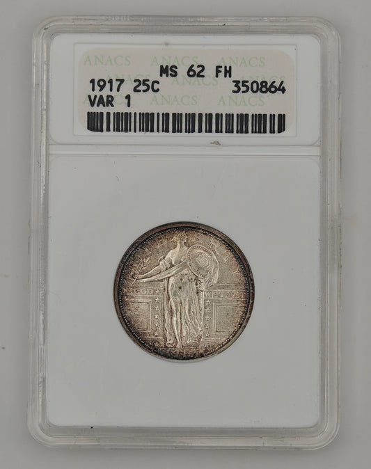 1917 Standing Liberty Quarter Type-I MS-62 ANACS (Full Head)