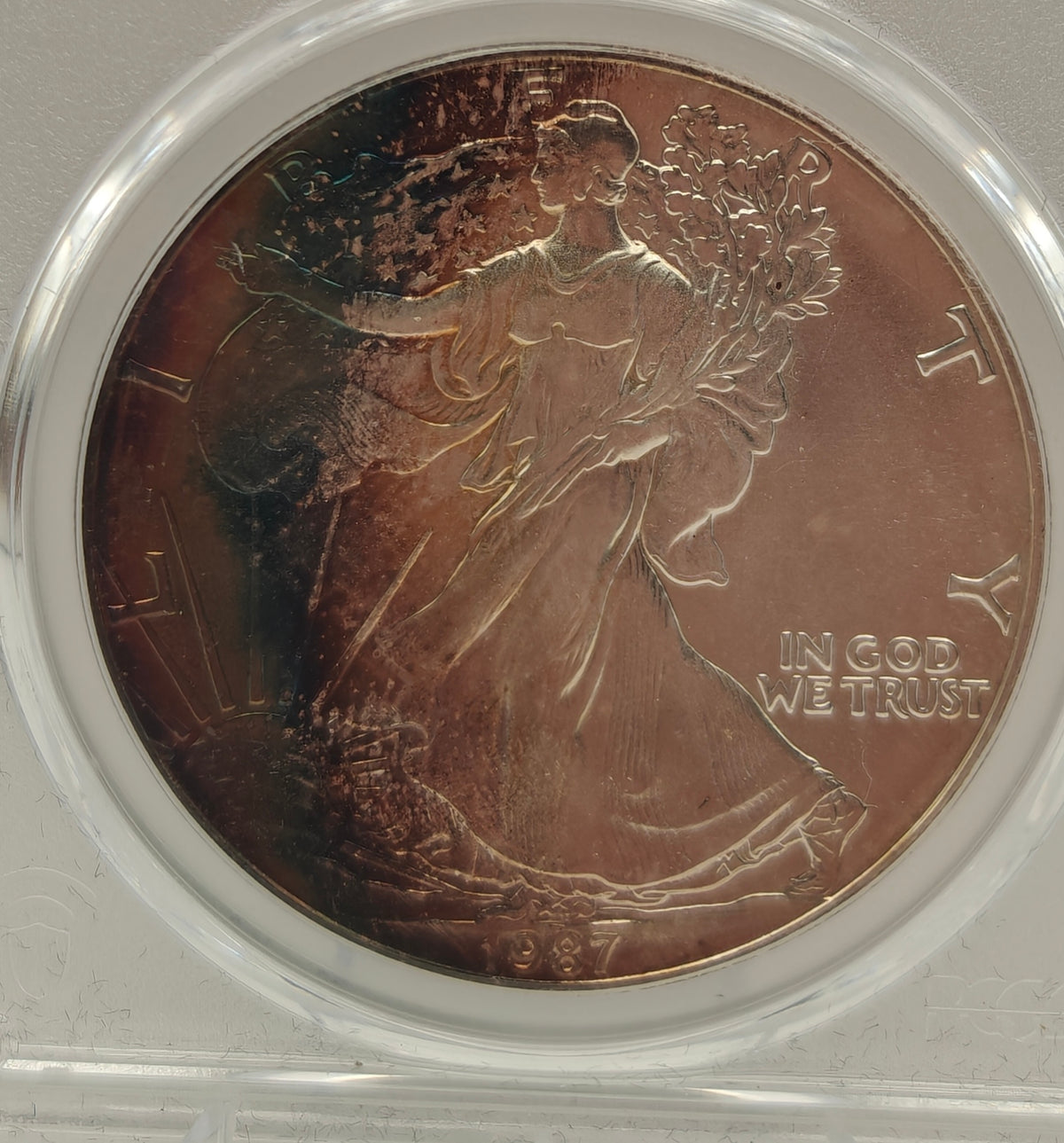 1987 1 oz. American Silver Eagle MS-68 PCGS (Beautiful Toning)