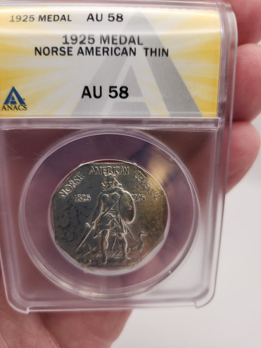 1925 Norse American Medal - Thin AU-58 ANACS