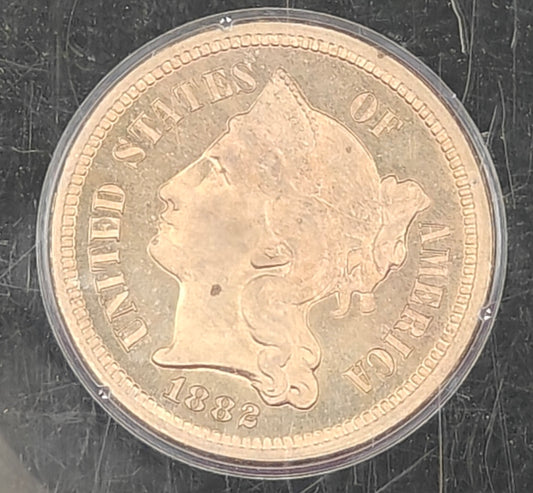 1882 Three Cent Nickel PR-65 PCGS (Rattler)