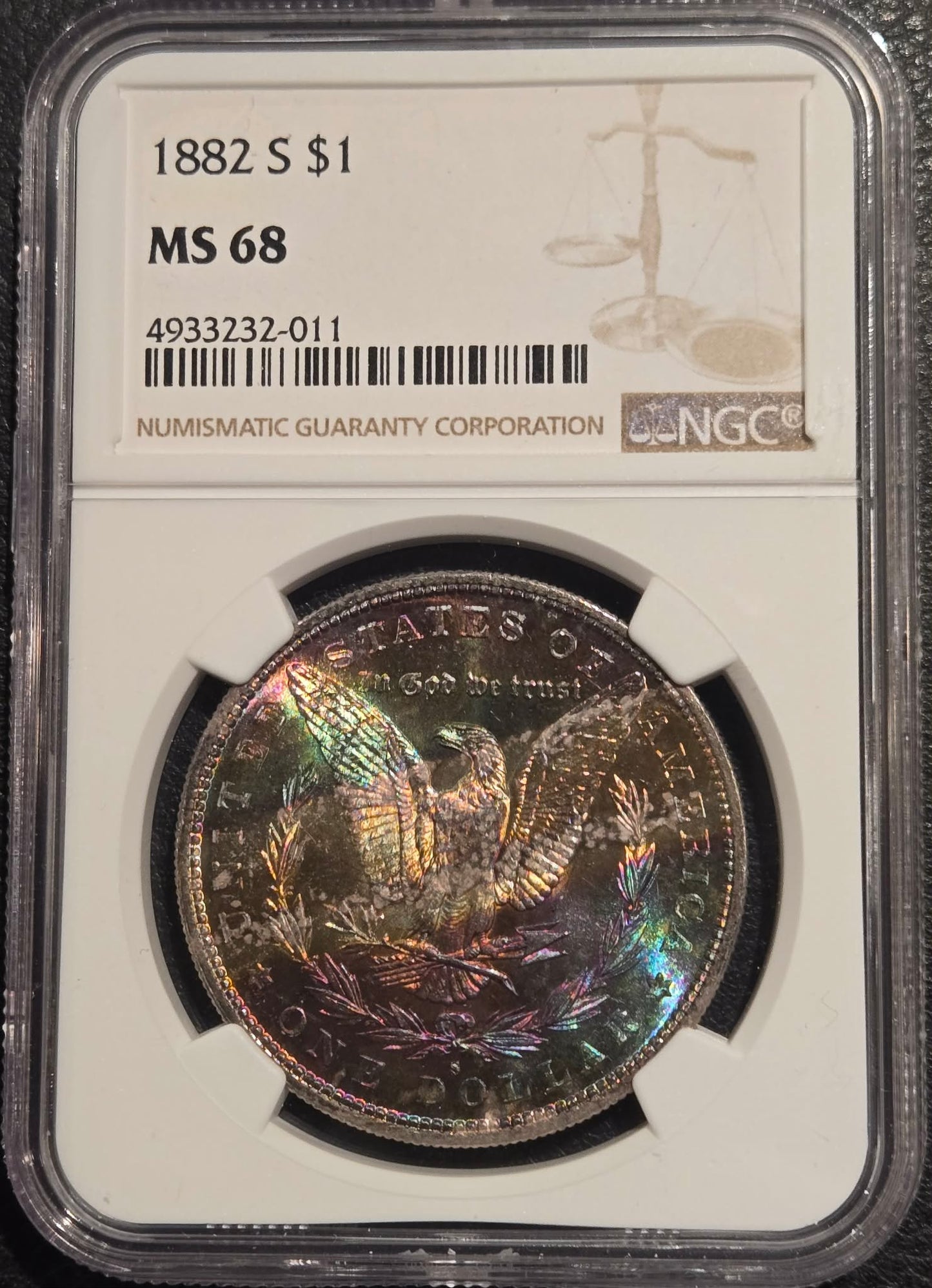 1882-S Morgan Dollar MS-68 NGC (Beautiful Toning)
